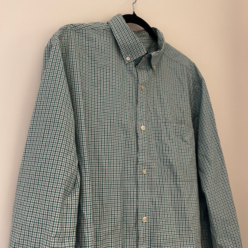 Vineyard Vines Classic Fit Murray Shirt Green Gingham Cotton Button Down Mens XL - Picture 3 of 6